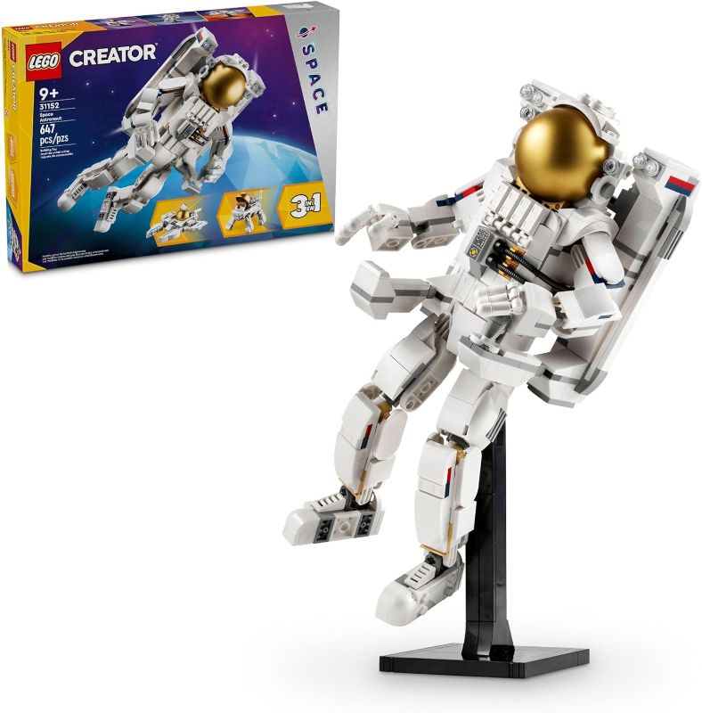 Photo 1 of LEGO Creator 3 in 1 Space Astronaut Toy, Building Set Transforms from Astronaut Figure to Space Dog to Viper Jet, Space-Themed Gift Idea for Boys and Girls Ages 9 Years Old and Up, 31152
