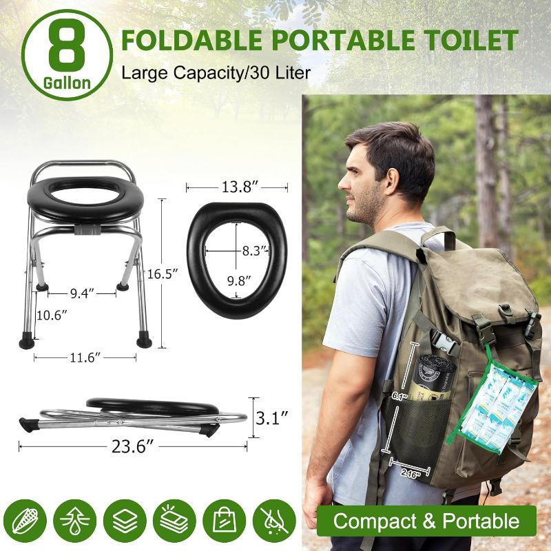 Photo 2 of BLIKA Portable Toilet Kit for Adults, Pop Up Privacy Tent, Washable Foldable Portable Camp Toilet, Hold Up to 300 Pounds, Instant Portable Outdoor Shower...	