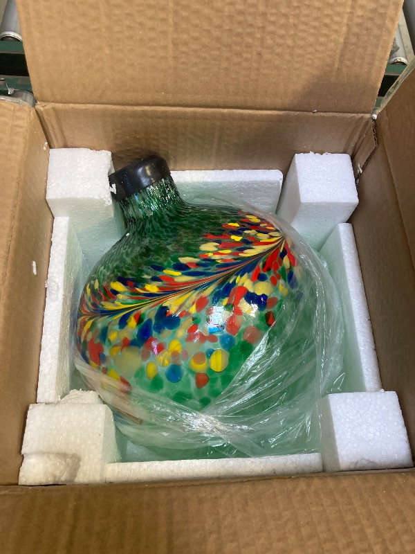 Photo 1 of  VOREEN 10-Inch Glass Gazing Ball, Outdoor Gazing Globe, Reflective Ball Yard Decoration for Homes, Patio, Lawn and Gardens, Easter Gifts, Phoenix Tail Design, Green 