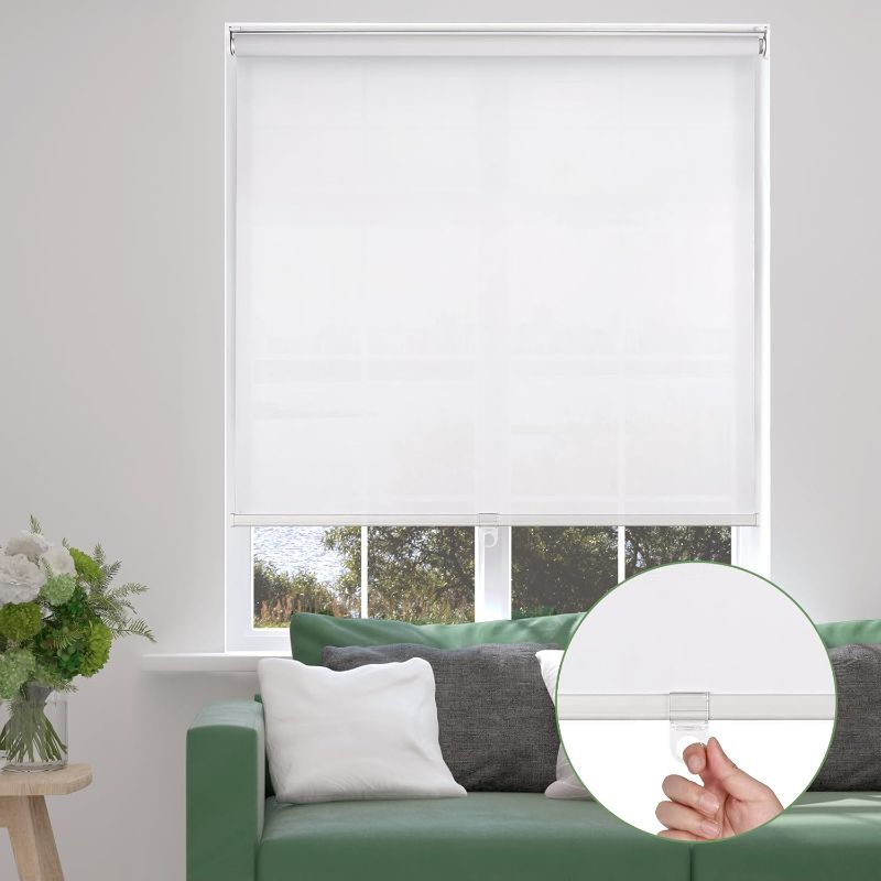 Photo 1 of Bliwans Roller Window Shades, Cordless Window Blinds, Blackout Window Shades Window Treatments Door Blinds for Home, Office, Kitchen, 27" W X 72" H, White