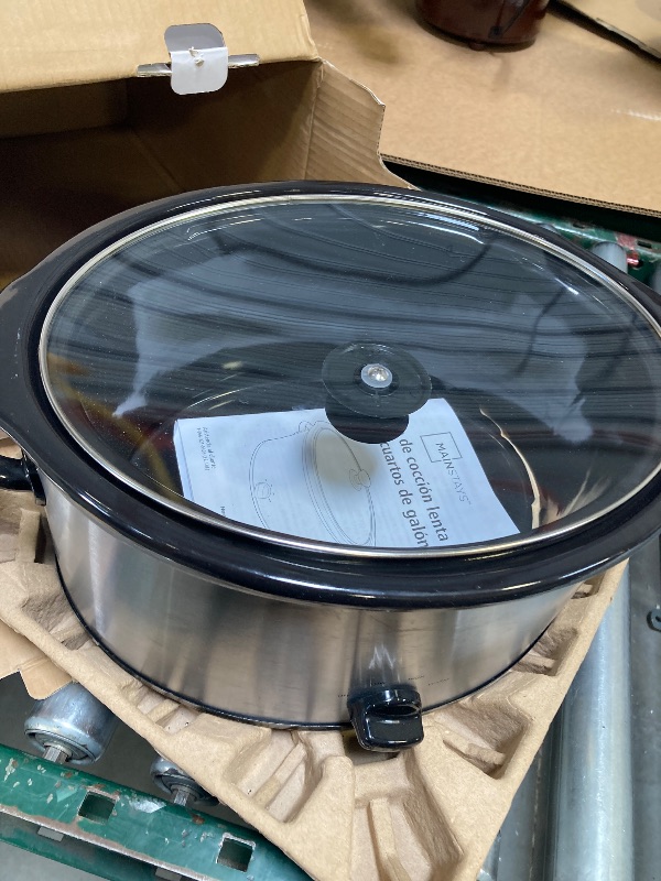 Photo 1 of Mainstays 6 Quart Oval Slow Cooker, Stainless Steel Finish, Glass Lid