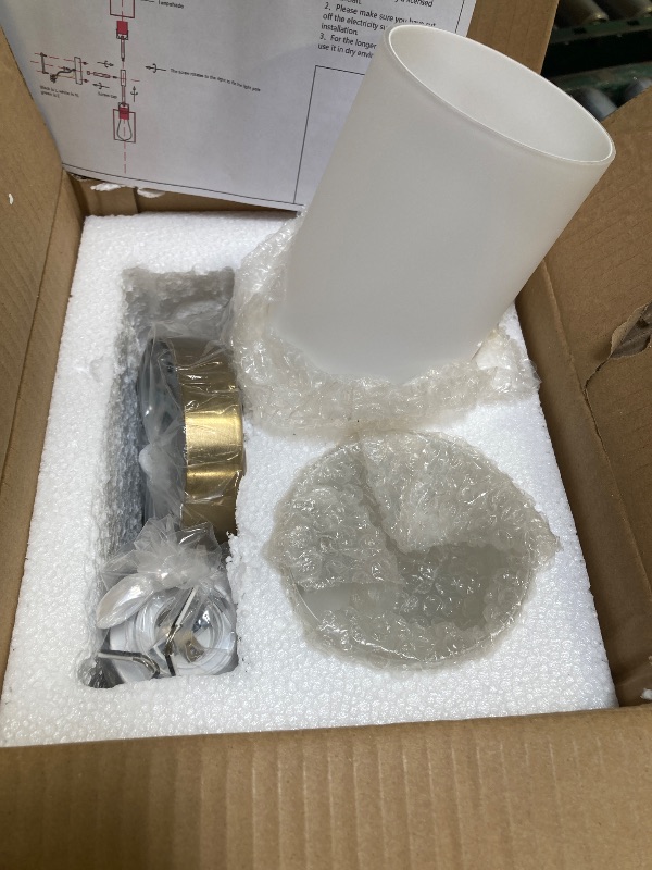 Photo 1 of 2-Lights Gold Wall Sconce with White Cylinder Glass Shades Modern Mid Century Bathroom Vanity Wall Light Fixtures Industrial Brushed Brass Wall Lamp for Bedroom Mirror Living Room Restaurant