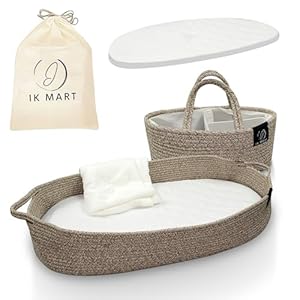 Photo 1 of Baby Changing Basket - 100% Cotton Rope Woven Diaper Basket with Thick Foam Pad & Removable Cotton Mattress Cover - Boho Nursery Decor