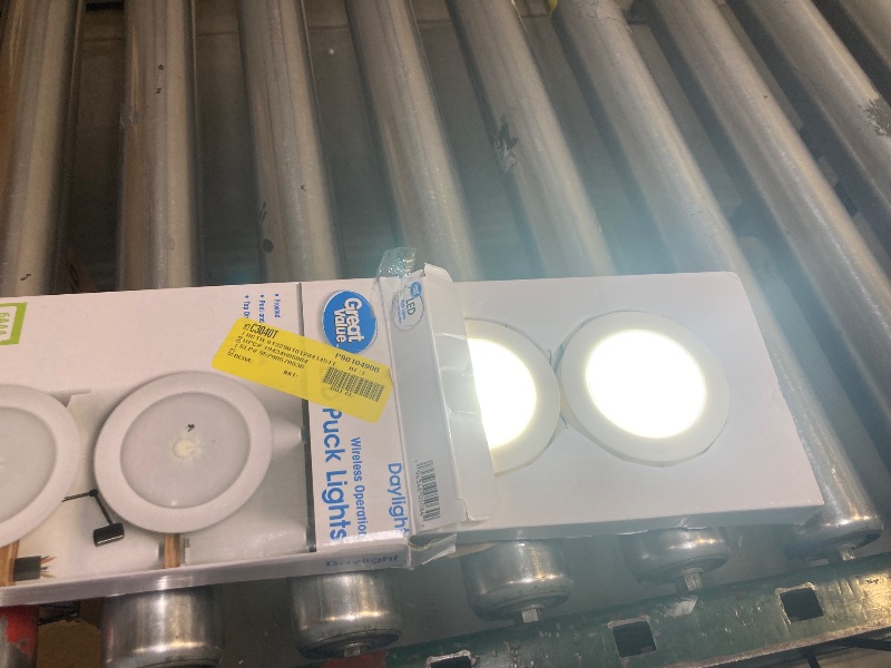 Photo 1 of  Great Value Wireless Frosted LED Puck Lights - 2 Pack 