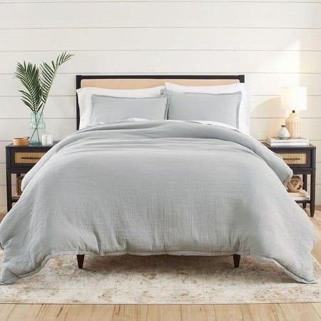 Photo 1 of  Better Homes & Gardens 3-Piece Soft Silver Crinkled Gauze Comforter Set Adult Full/Queen 