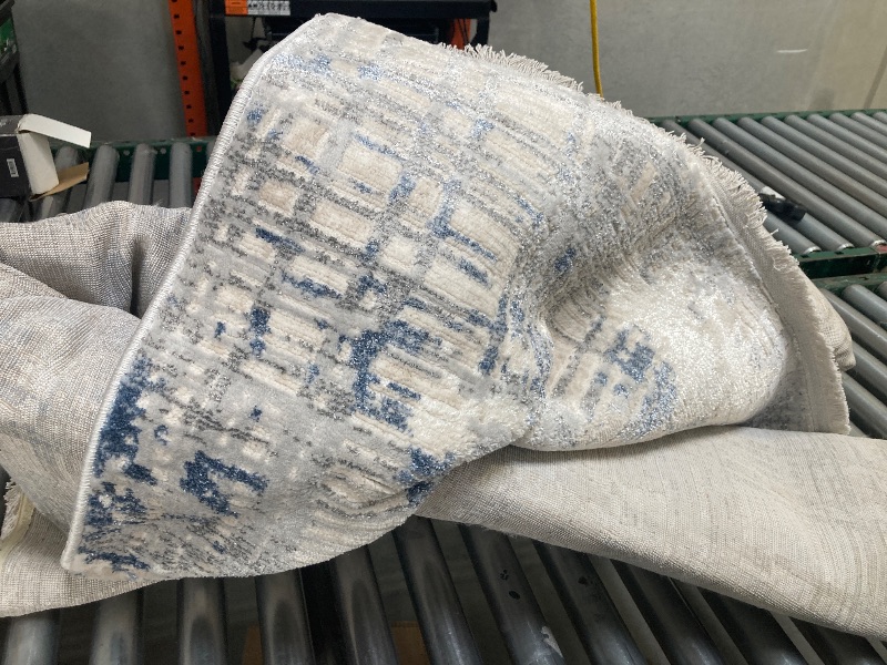 Photo 1 of  SAFAVIEH Whisper Collection Area Rug - 8' x 10', Grey & Blue Ivory, Modern Design, Non-Shedding & Easy Care, Ideal for High Traffic Areas in Living Room, Bedroom, Dining (WHS544F-8) 