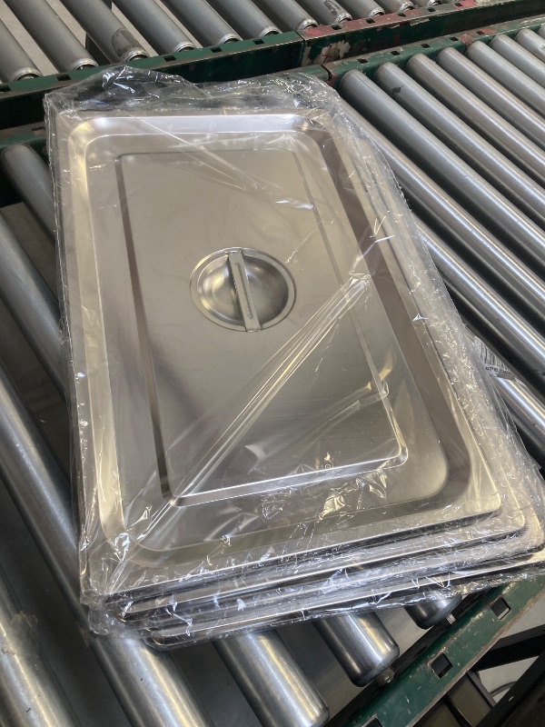 Photo 1 of 4 Pack Chafing Dish Food Warmer Food Prep Pans with Lids Cover, 4"Deep Full Size Stainless Steel Steam Table Pans Buffet Servers Catering Pans for Restaurant Commercial