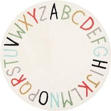 Photo 1 of  Topotdor Rainbow Round Kids Play Rug Alphabet Nursery Area Rug Extra Large Soft Crawling Play Mat for Children Toddlers Bedroom (63 inch, Multi Color) 