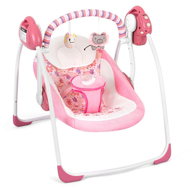 Photo 1 of Baby Swings for Infants, Powered by Power Cord (Included) and Batteries for Indoor/Outdoor Use, Easy-Fold Infant Swing, Electric Baby Swing for 0-9 Months 6-25 lbs