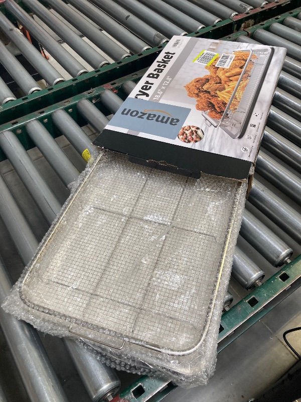Photo 1 of Air Fryer Basket for Oven,Extra Large 18.8" x 12.8" Oven Air Fryer Basket and Tray Set with 30 PCS Parchment Papers, THORSES Thickened Stainless Steel Air Fryer Pan and Crisper Tray for Frying Baking