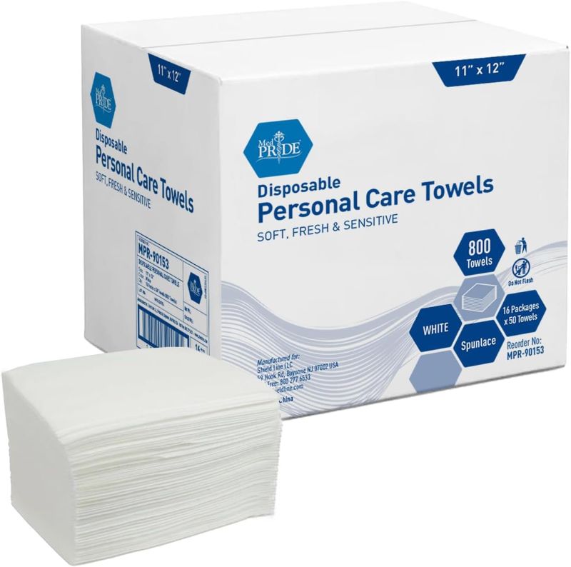 Photo 1 of  MED PRIDE Disposable Washcloths | Dry Soft & Absorbent | Ideal for Baby Wipes, Incontinence Care, Makeup Removers, Skin Care/Cleaning 11 x 12 Trim Fold 