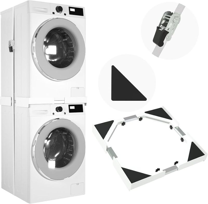Photo 1 of ANBase Heavy-Duty All steel Washer Dryer Stacking Kit, Universal Stacking Kit for Washing Machine and Dryer,Adjustable 29"/28"/27"/26"/25"/24" Stacking Kit with Ratchet Strap