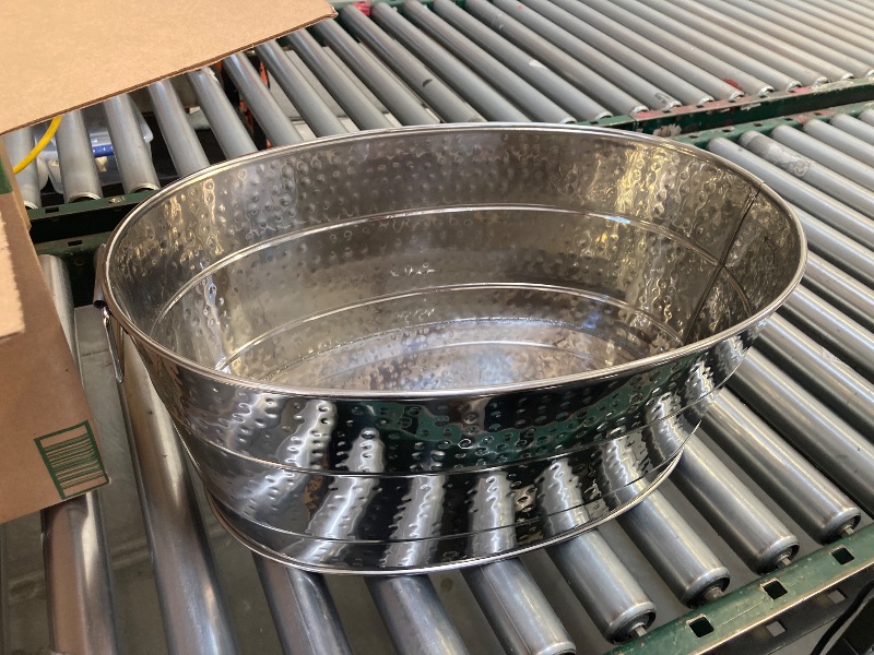 Photo 1 of Aspen Metal Beverage Tub with Tray Hammered Stainless Steel | BREKX
