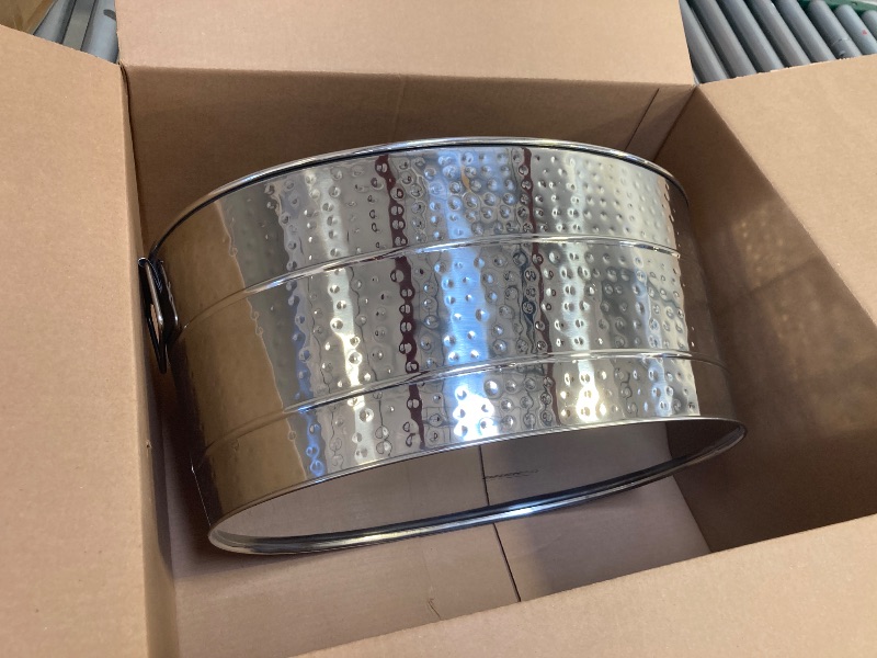 Photo 1 of Aspen Metal Beverage Tub with Tray Hammered Stainless Steel | BREKX