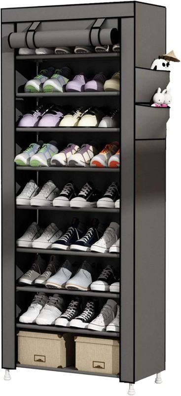 Photo 1 of  UDEAR 9 Tier Shoe Rack with Dustproof Cover Shoe Shelf Storage Organizer Grey 