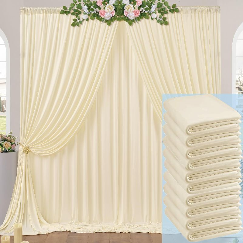 Photo 1 of 50ftx10ft Wrinkle Free Champagne Backdrop Curtains for Parties, 10 Panels 5x10ft Thick Polyester Backdrop Drapes for Weddings Birthday Photography 