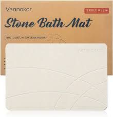 Photo 1 of  Vannokor Stone Bath Mat,Diatomaceous Earth Shower mat Non Slip,Stone Bath Mats for Bathroom Quick Dry,Easy to Clean.(23.6"x15.4" Grayish White) 