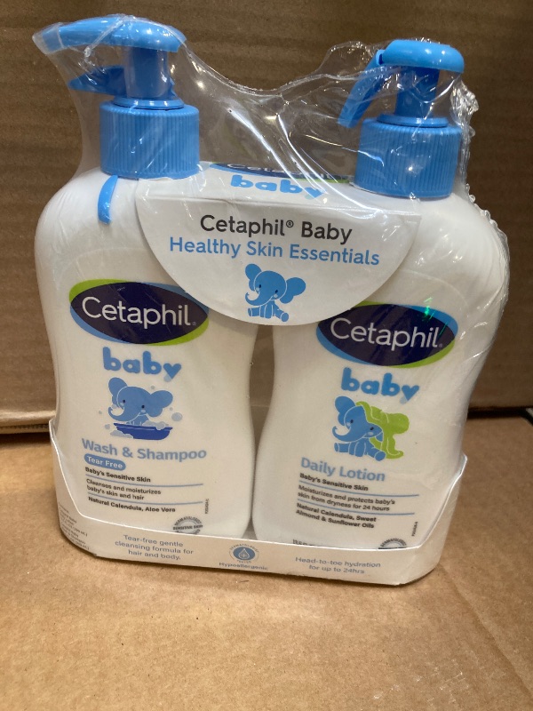Photo 1 of Cetaphil Baby Wash & Shampoo Plus Body Lotion, Healthy Skin Essentials, Head to Toe Hydration for up to 24 Hours, for Delicate, Sensitive Skin, 2-Pack,White