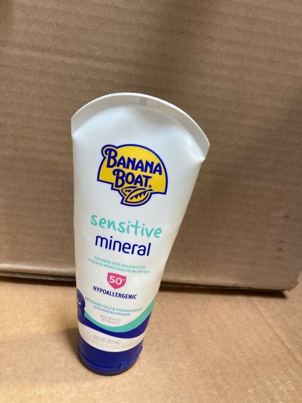 Photo 1 of Banana Boat Mineral Sunscreen SPF 50, 5oz | Zinc Oxide Sunscreen Lotion, Beach Essentials, Banana Boat Sunscreen SPF 50, Sunblock, Zinc Sunscreen, SPF 50 Sunscreen, 5oz