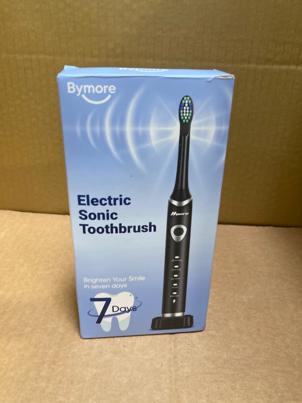 Photo 1 of Bymore Electric Toothbrush for Adults,Travel Sonic Toothbrush with 8 Replacement Heads, Ultra Clean Rechargeable Toothbrush Portable One Charge for 330days 5 Modes 2mins Timer-Black