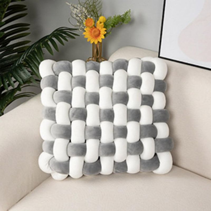 Photo 1 of  Knot Throw Pillow Soft Plush Cushion Square Handmade Woven Knotted Pillow Modern Home Decorative Knotted Pillow Cushion for Living Room Bedroom Sofa Couch Decor 