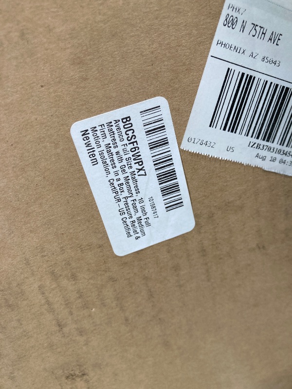 Photo 1 of Avenco Full Size Mattress, 10 inch Full Mattress with Gel Memory Foam, Medium Firm, Mattress in a Box, Pressure Relief & Motion Isolation, CertiPUR-US Certified