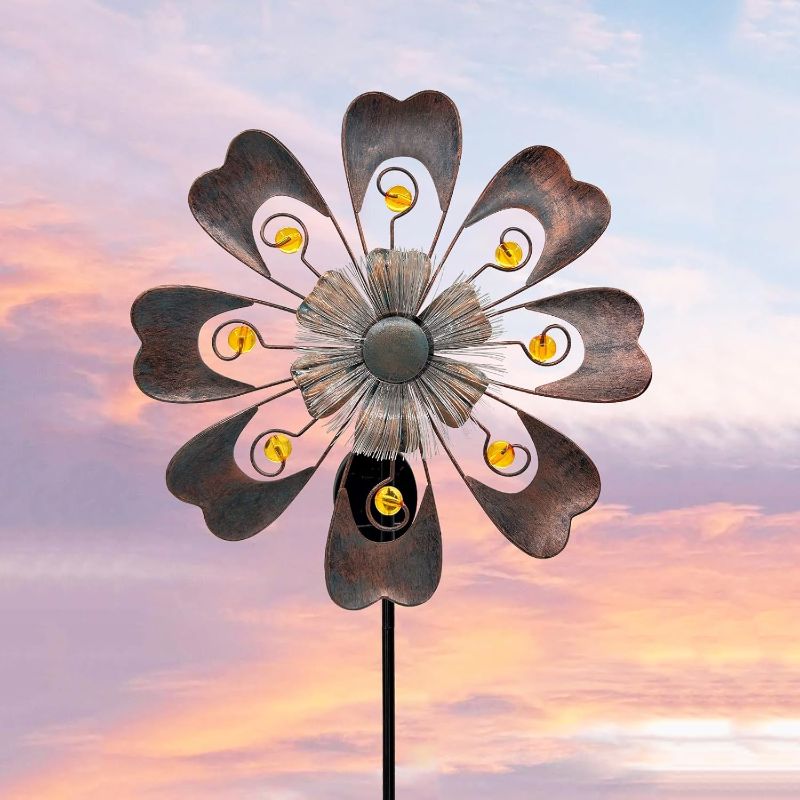 Photo 1 of Petal Shape Kinetic Wind Spinner for Garden Decor -Metal Windmill Petal Shape