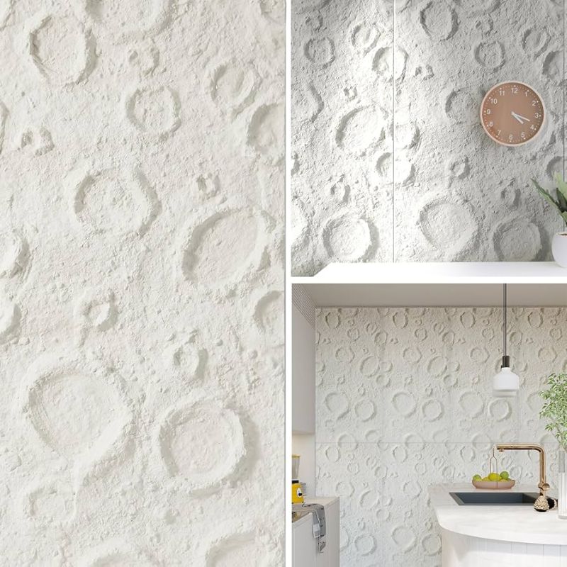 Photo 1 of Stone 3D Wall Panels,4-Pack PU Wall Panels, 23.6"*47.2" Wall Paneling for Interior Wall Decor, Faux Stone Wall Panel for Accent Wall Decor, Sophisticated & Stylish 3D Wall Decor, WHITE, CRATER PATTERN