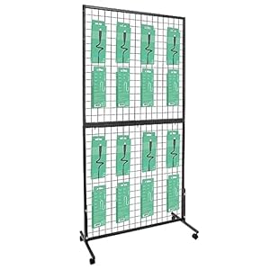 Photo 1 of Vilstomes Grid Wall Panels, 3'x 6' Gridwall Panel Tower 1 Pack, Wire Grid Wall with Sturdy T-Base Floorstanding, Movable Craft Fair Display Rack Retail Display Stand, Art Display Panels