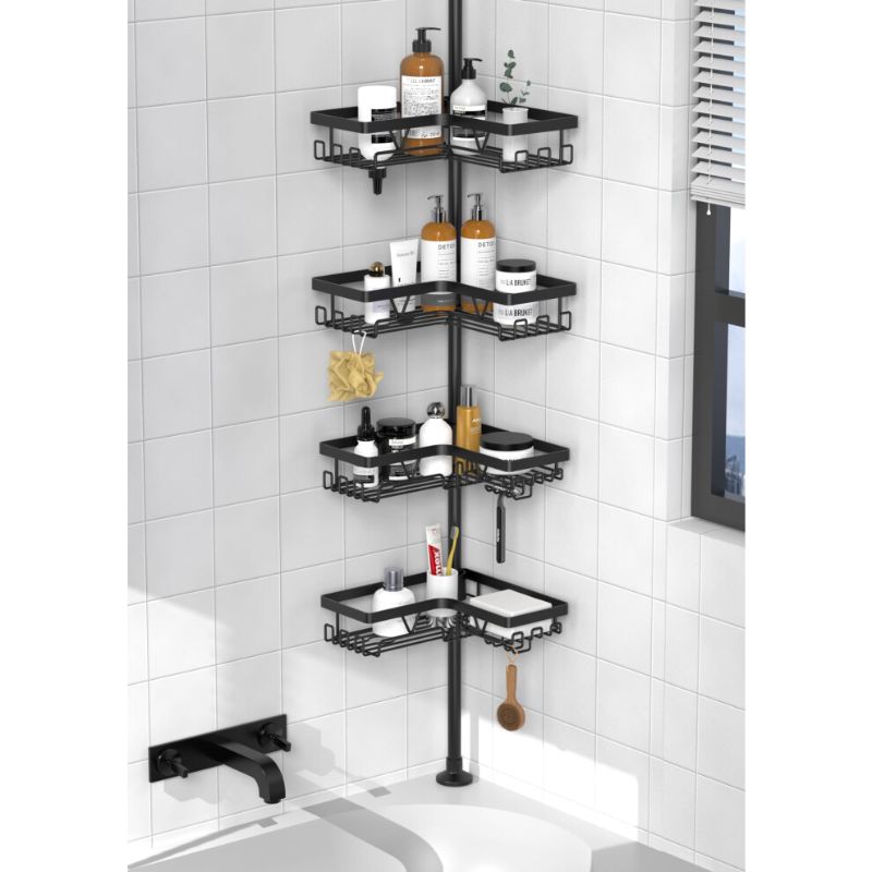 Photo 1 of  Shower Caddy Corner Shower Shelf Bathroom Corner Storage-- Black 