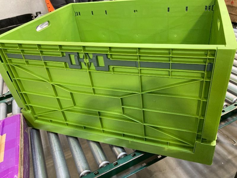 Photo 1 of LivLab Stackable Utility Crates - Collapsible Plastic Storage Bins, 50 Gal, 30 "L X 24" W X 16" H Trunk Car Organizer, Dorm Room Essentials,Folding Storage Container Box,Lidded Storage Bins,Green