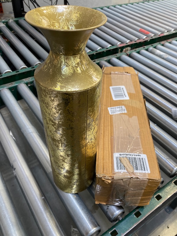 Photo 1 of 16inch Hosley Decorative Gold Metal Tall Floor Vase. Ideal Gift for Floral Arrangements Weddings Party Spa Reiki Meditation Settings 