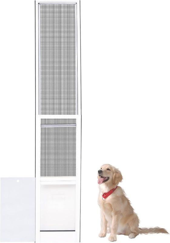 Photo 1 of Small Dog Door for Sliding Glass Doors Doggie Door Insert for Screen Patio Pets Door with Lockable Panel Magnetic Closure Ideal for Dogs Cats Convenient and Durable Easy to Install White 