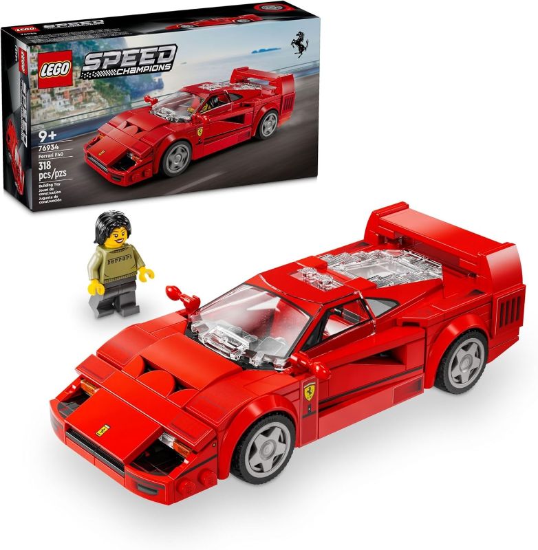 Photo 1 of  LEGO Speed Champions Ferrari F40 Supercar, Toy Car Model Building Set with Driver Minifigure, Collectible Ferrari Toy for Kids Ages 9 and Up, 76934 