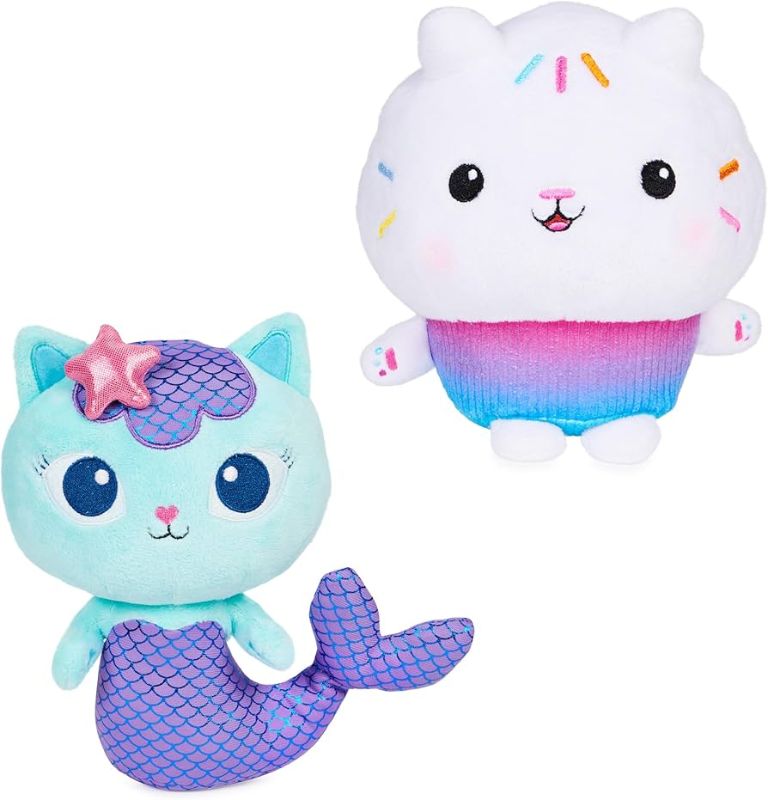 Photo 1 of  Gabby's Dollhouse, Purr-ific Plush Toys 2-Pack with Cakey Cat and Mercat, Kids Toys for Ages 3 and up 