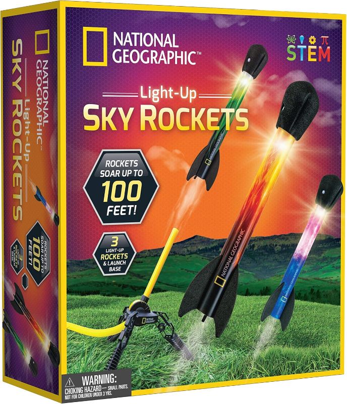 Photo 1 of  NATIONAL GEOGRAPHIC Air Rocket Toy – Ultimate LED Rocket Launcher for Kids, Jump and Launch The Light Up, Air Powered, Foam Tipped Rockets up to 100 Feet 