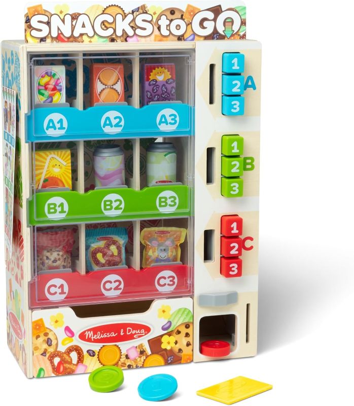 Photo 1 of  Melissa & Doug Sort, Stock, Select Wooden Vending Machine Play Set, Wooden Toy Play Food for Boys and for Girls 3+ 