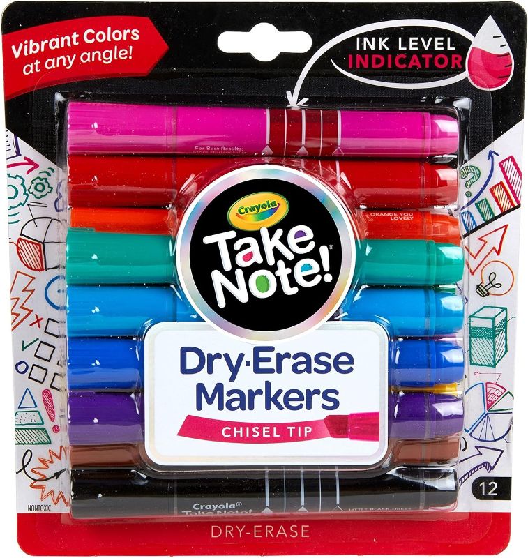 Photo 1 of  Crayola Take Note Dry Erase Markers (12ct) Whiteboard Markers for Teachers, Low Odor, Chisel Tip, Easter Basket Essentials for Kids, Classroom Supplies 
