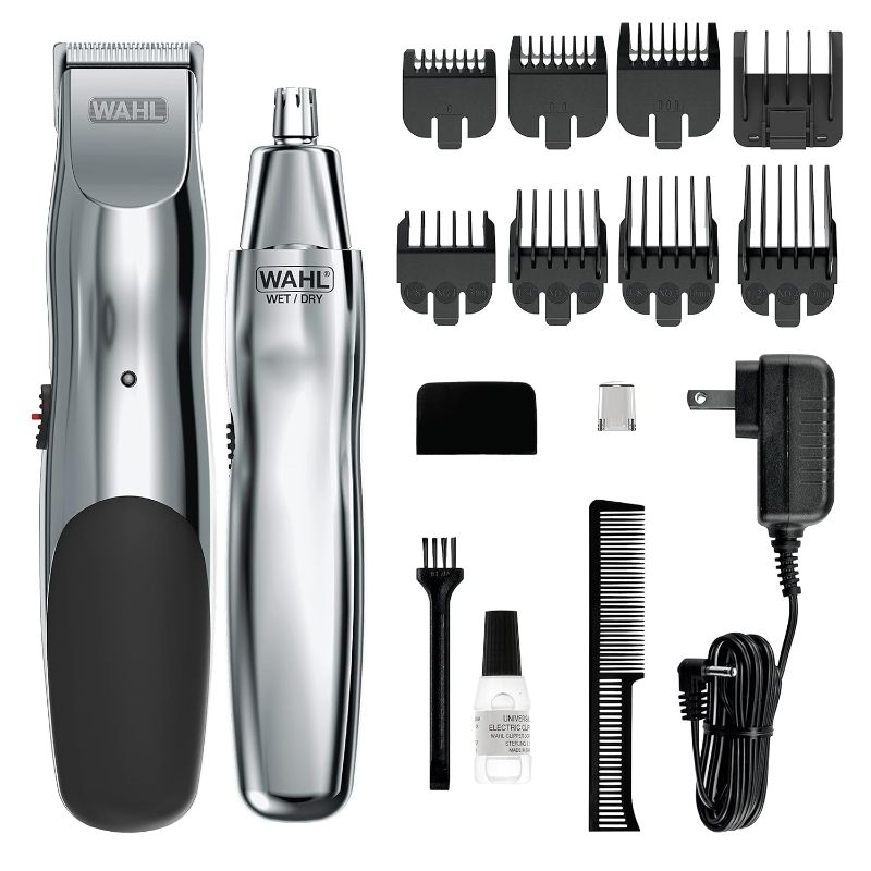 Photo 1 of  Wahl Groomsman Rechargeable Beard Trimmer kit for Mustaches, Nose Hair, and Light Detailing and Grooming with Bonus Wet/Dry Battery Nose Trimmer – Model 5622v 