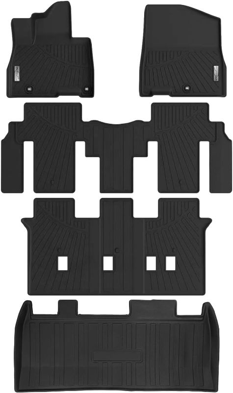 Photo 1 of  Floor Mats & Cargo Liner for 2022 2023 2024 2025 Kia Carnival MPV 8 Passenger Models(Non-Hybrid),1st & 2nd & 3rd Row with Trunk mat Full Set,TPE All Weather Car Mats 