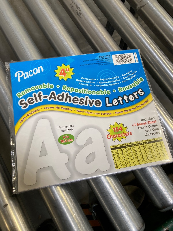 Photo 1 of  PACON 4" Self-Adhesive Uppercase and Lowercase Letters, 154-Count, White (51698) 