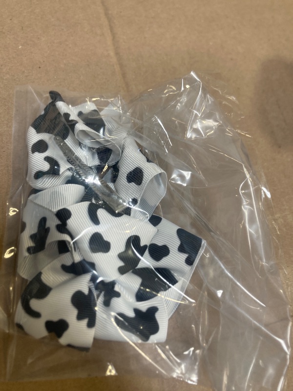 Photo 1 of 2Pcs Girls Cow Print Hair Bow Clips Toddler Cowgirl Costume Hair Accessories Baby Kids Birthday Party Gift 4 Inch