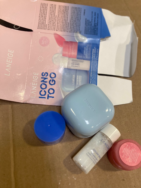Photo 1 of LANEIGE Icons To Go Set: Cream Skin, Water Bank Cream, Lip Sleeping Mask, Water Sleeping Mask, Travel Size, Full Size, Hydrate, Barrier-Boosting