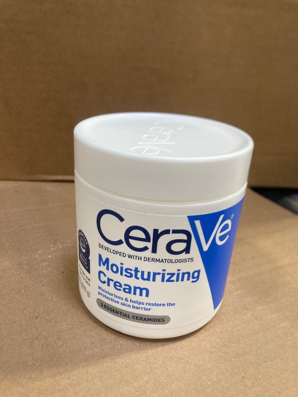 Photo 1 of CeraVe Moisturizing Cream, Body and Face Moisturizer for Dry Skin, Body Cream with Hyaluronic Acid and Ceramides, Daily Moisturizer, Oil-Free, Fragrance Free, Non-Comedogenic, 19 Ounce
