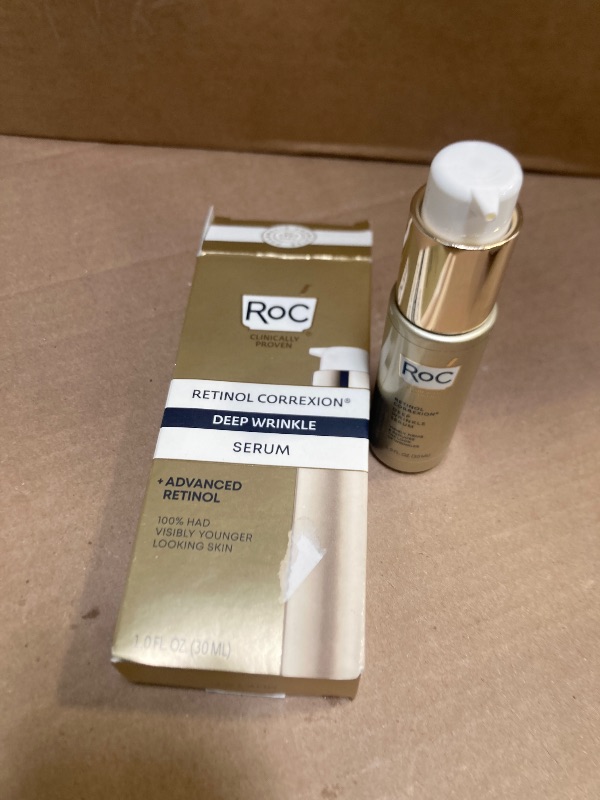 Photo 1 of RoC Retinol Correxion Deep Wrinkle Retinol Face Serum with Ascorbic Acid, Daily Anti-Aging Skin Care Treatment for Fine Lines, Dark Spots, Acne Scars, 1 Ounce 