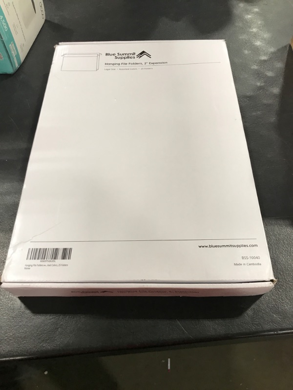Photo 1 of 25 Blue Summit Supplies Legal Size Hanging File Folders - Assorted Colors, 2" Expansion, Legal Hanging File Folders for Filing Cabinet, 11PT Paper Stock with Tabs and Inserts Included