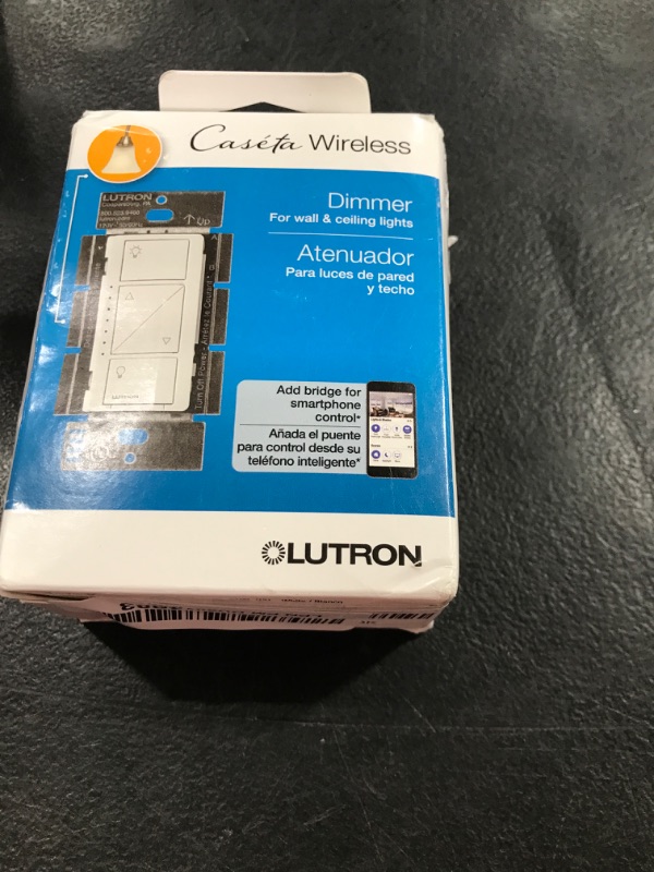 Photo 1 of Lutron Caseta Original Smart Dimmer Switch (Lutron Smart Hub Required), for LED Lights, 150 Watt, Single-Pole/3-Way, No Neutral Required, PD-6WCL-WH, White