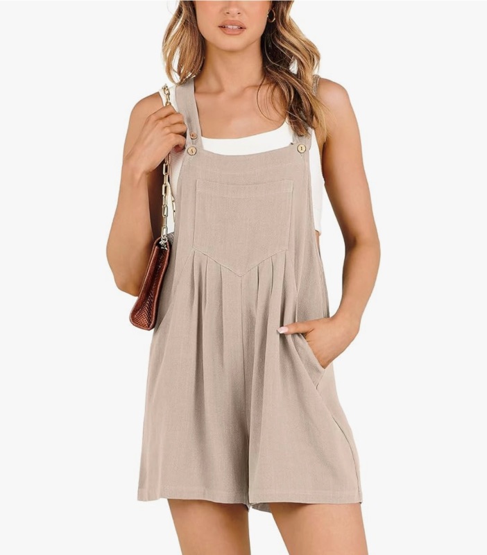 Photo 1 of ANRABESS Women's Loose Linen Short Overalls Holiday Travel Clothes Small