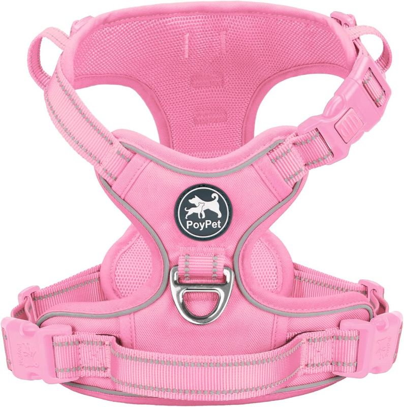 Photo 1 of ***USED***PoyPet No Pull Dog Harness, No Choke Reflective Dog Vest, Adjustable Pet Harnesses with Easy Control Padded Handle for Small Medium Large Dogs(Pink Matching Trim,XS)