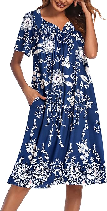 Photo 1 of ***Not Exact***
Ekouaer Women's House Dress with Pockets, Evening Blue Vines, X-Large